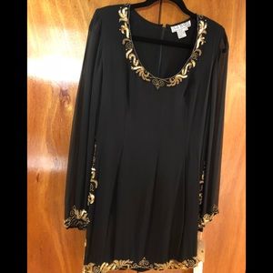 AJ Bari Sale Formal L S Beaded Tunic Blouse.